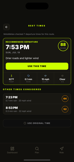 Compare the best departure times