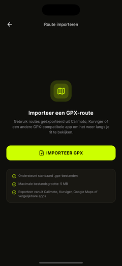 Importeer een GPX-route uit je bestanden