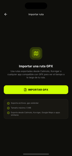 Importa una ruta GPX desde tus archivos