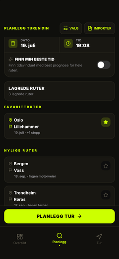 Lagrede ruter – planlegg på nytt med ett trykk