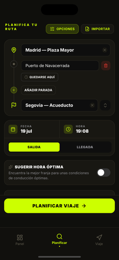 Planifica la ruta y la hora de salida