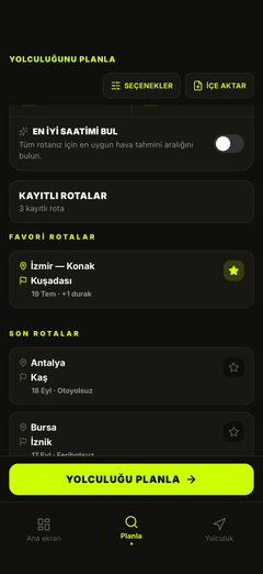 Kayıtlı rotalar: tek dokunuşla yeniden planlayın