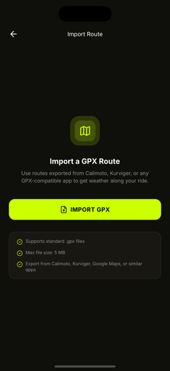 Import a GPX route from your files