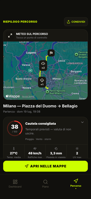 Riepilogo del giro MotoMeteo con condizioni del percorso, pericoli e consigli sull’equipaggiamento