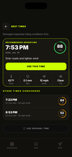 Review your recommended departure times