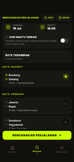 Rute tersimpan — rencanakan ulang sekali ketuk