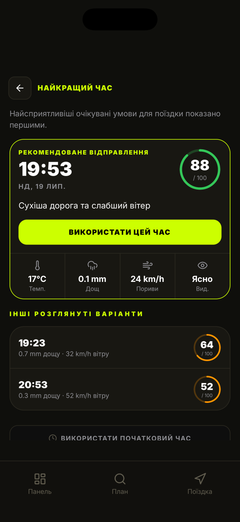 Перегляньте рекомендований час відправлення