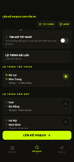 Lộ trình đã lưu — lên kế hoạch lại bằng một chạm