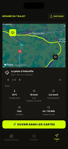Détails météo à chaque point de votre trajet