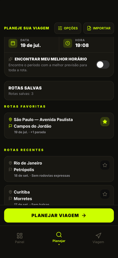 Rotas salvas: planeje de novo com um toque