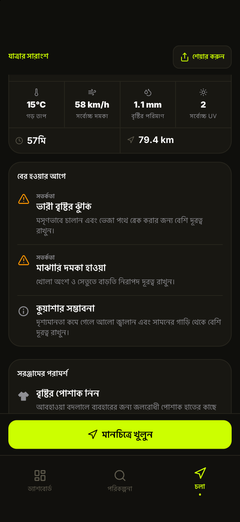 ঝুঁকির সতর্কতা — বাতাস, ঝলক, বরফ