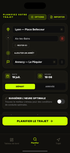 Planifiez votre itinéraire et votre départ