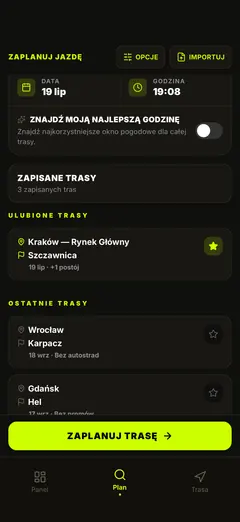 Zapisane trasy — zaplanuj ponownie jednym dotknięciem