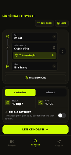 Lập lộ trình và giờ khởi hành