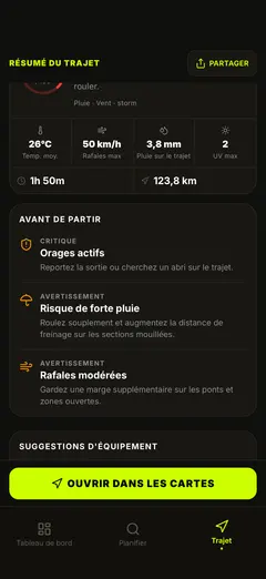 Alertes moto : vent, éblouissement, verglas
