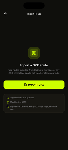Import a GPX route from your files