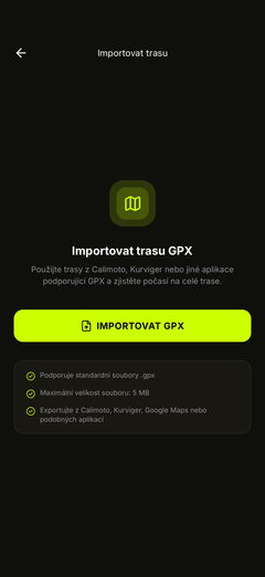 Import trasy GPX ze souborů