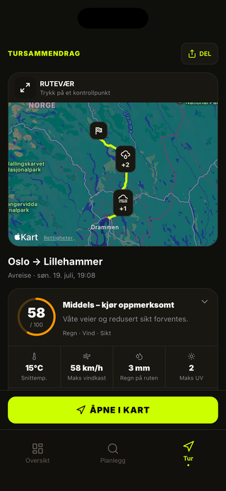 Ruteværkart og turoversikt