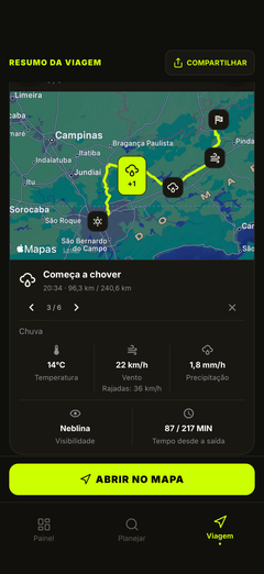 Detalhes do clima nos pontos da rota
