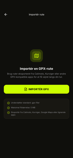 Importér en GPX-rute fra dine filer