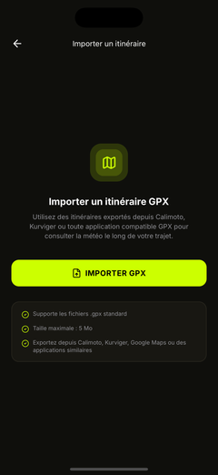 Importez un itinéraire GPX depuis vos fichiers