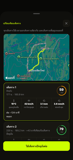 เปรียบเทียบอากาศ ระยะทาง และเวลาขี่