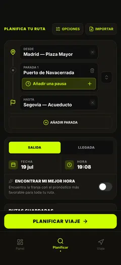 Planifica la ruta y la hora de salida