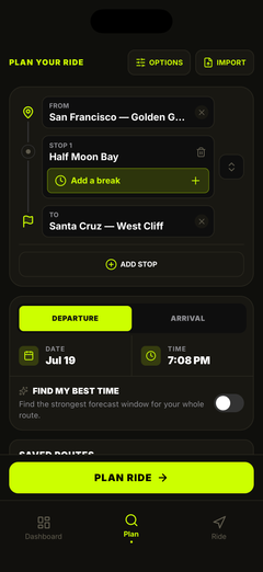 Plan your route and departure time