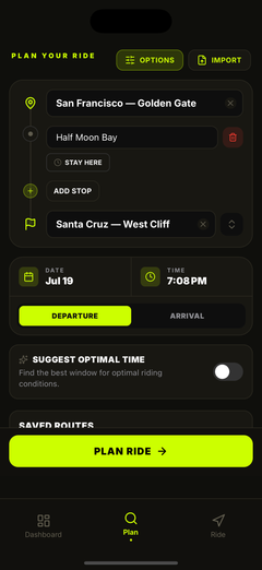 Plan your route and departure time