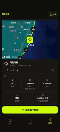 沿途各預報點的詳細天氣
