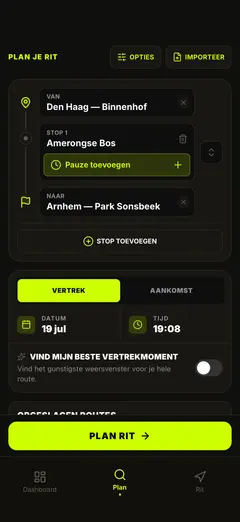 Plan je route en vertrektijd