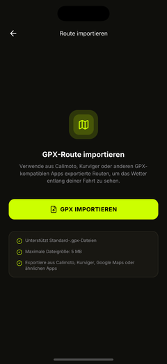 Importiere eine GPX-Route aus deinen Dateien
