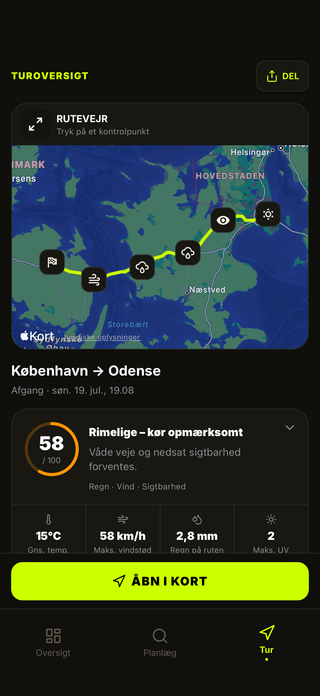 Rutevejrkort og turoversigt