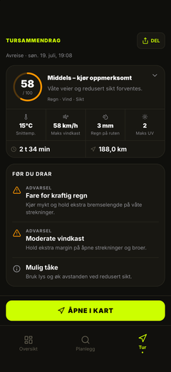 Farevarsler for førere – vind, blending, is