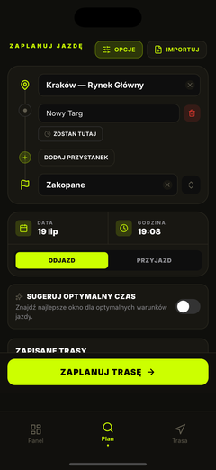 Zaplanuj trasę i godzinę wyjazdu