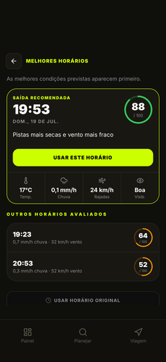 Confira seus horários de saída recomendados